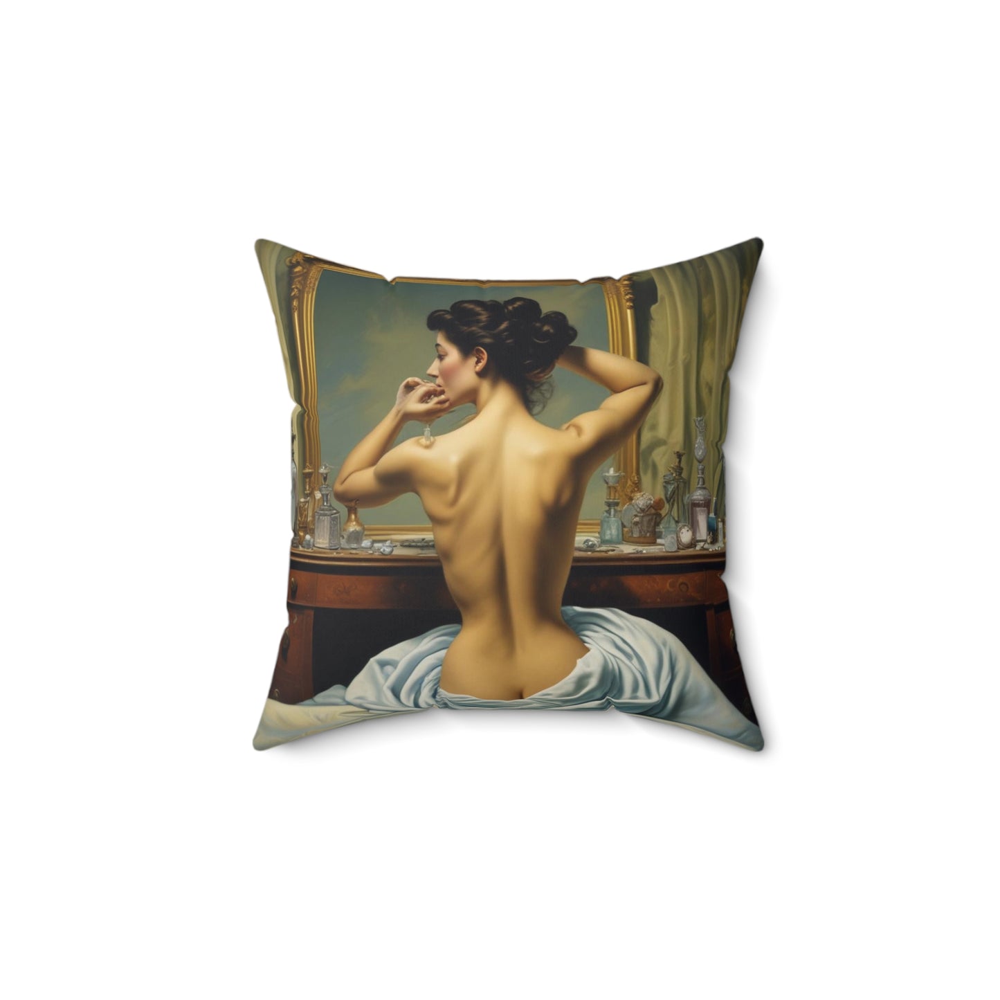 Lady at the Vanity Spun Polyester Square Pillow Collection